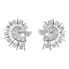1.00 Carat Diamond White Gold Comet Design Earrings