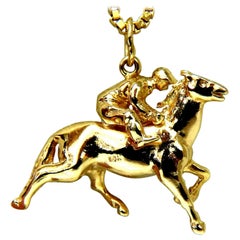 Jockey High Speed Derby Racer Necklace 14 Karat