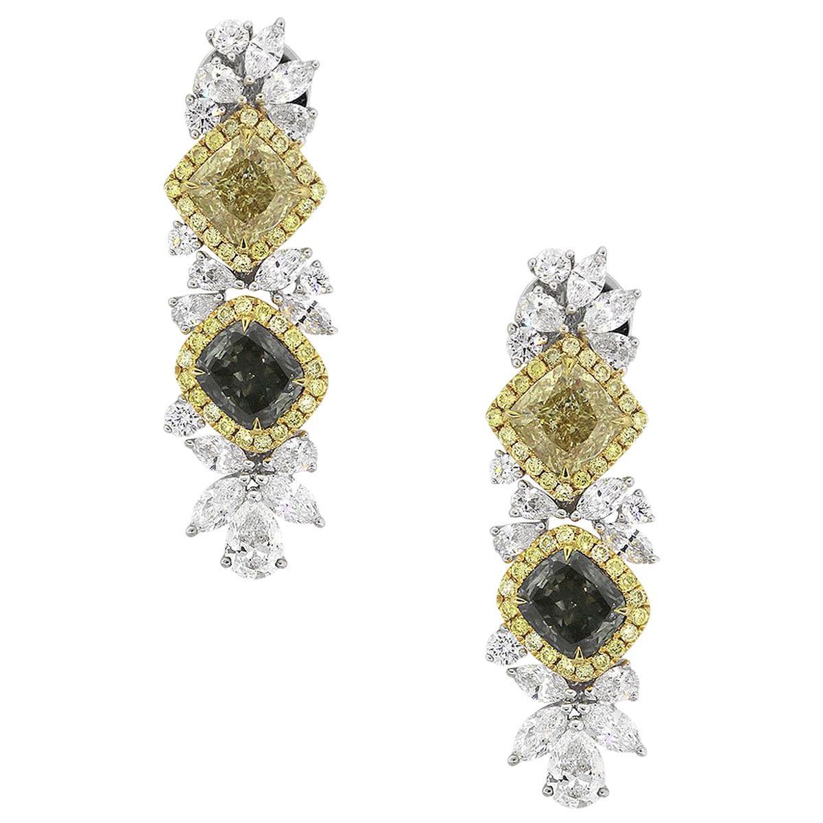Fancy Diamond GIA Drop Earrings
