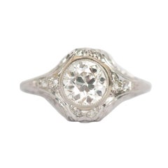 Antique GIA Certified 1.03 Carat Diamond Platinum Engagement Ring