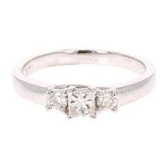 0.47 Carat Three-Stone Diamond 18 Karat White Gold Ring