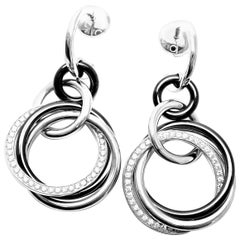 Cartier Trinity Diamond Ceramic White Gold Platinum Drop Earrings