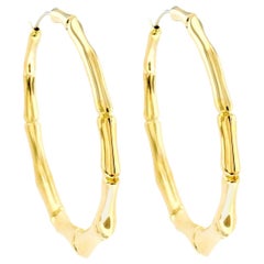 Gucci 18 Karat Yellow Gold Large Bamboo Hoop Earrings