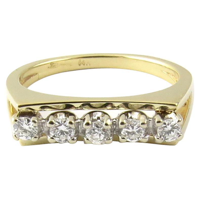14 Karat Yellow Gold Diamond Wedding Band at 1stDibs
