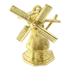 14 Karat Yellow Gold Mechanical Windmill Charm
