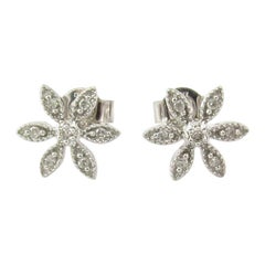 14 Karat White Gold Diamond Flower Earrings