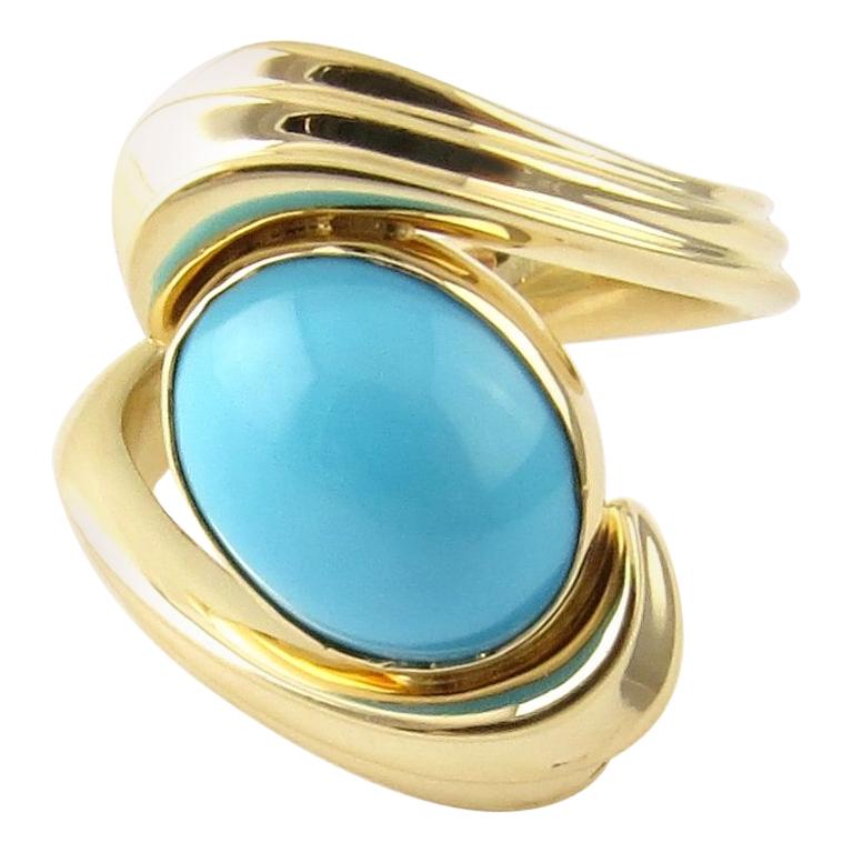14 Karat Yellow Gold Cabochon Turquoise Ring