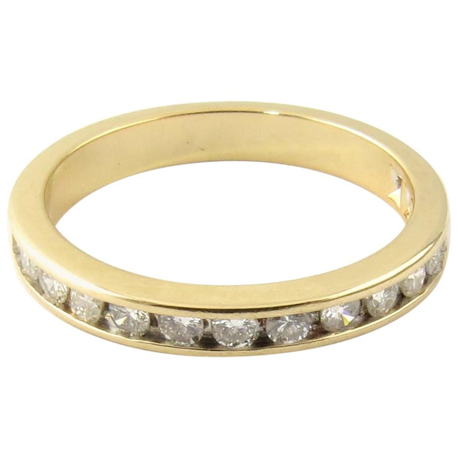 14 Karat Yellow Gold Diamond Wedding Band For Sale