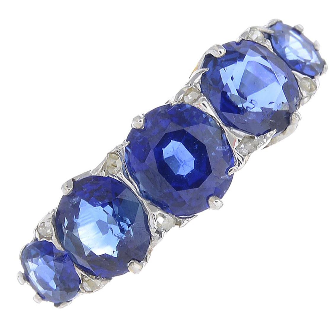Early 20th Century 18 Carat Gold Sapphire Five-Stone Ring