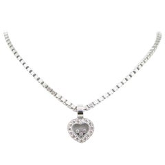 Chopard Happy Heart Diamonds White Gold Pendant Chain Link Necklace