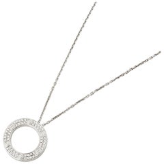 Cartier 18 Karat White Gold Round Cut Diamond Love Pendant Necklace