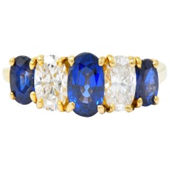 Vintage 2.08 Carats Sapphire Diamond 18 Karat Gold Band Ring