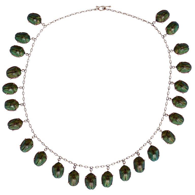 Antique Victorian Egyptian Revival Scarab Necklace at 1stDibs
