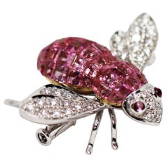 Sabbadini Tourmaline and Diamond 18 Carat Gold Bee Brooch