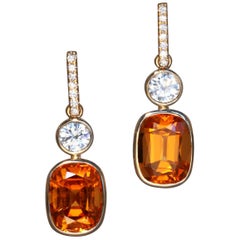 Robert Vogelsang 5.12 Carat Garnet and Diamond Rose Gold Dangling Earrings