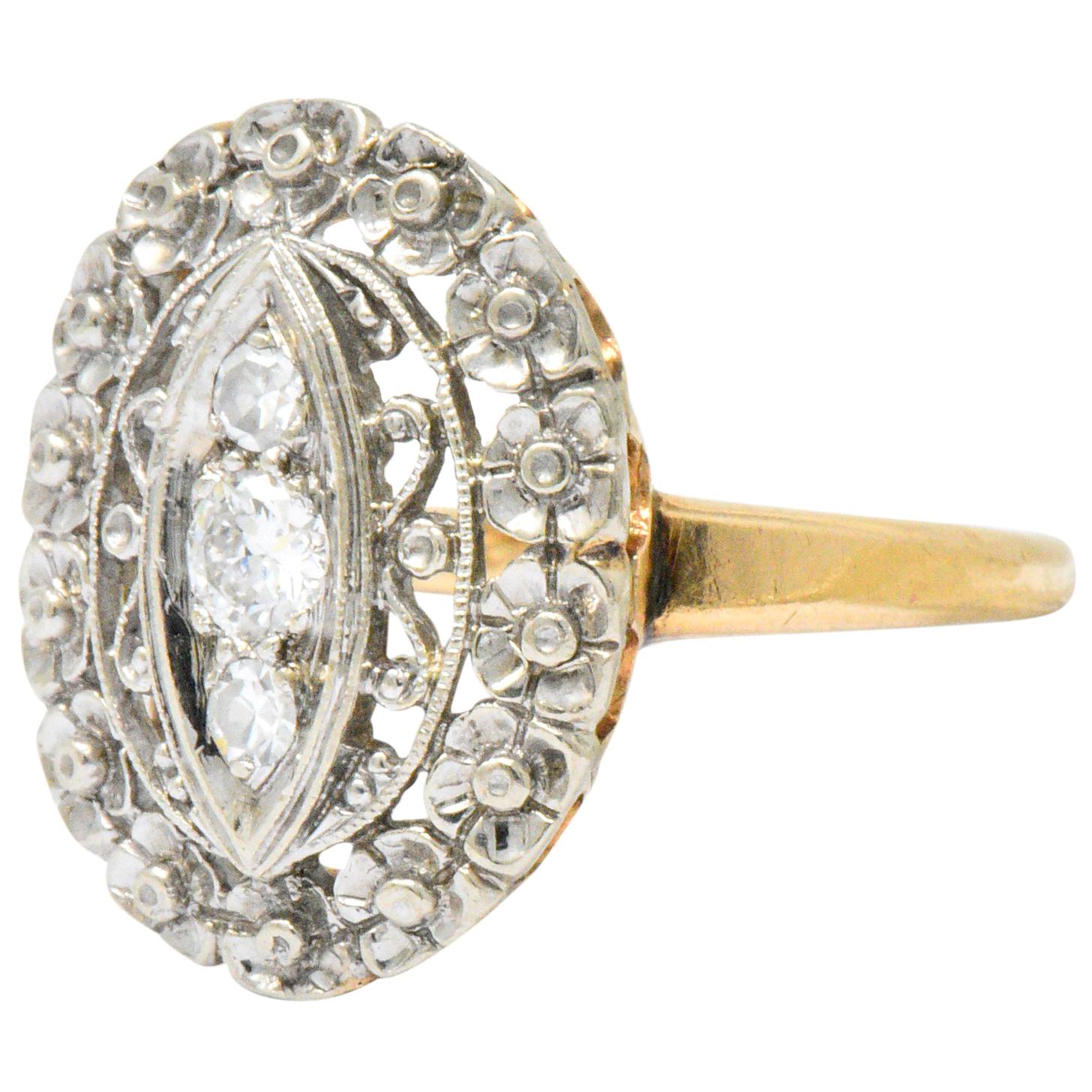 Edwardian Diamond Platinum-Topped 14 Karat Gold Ring