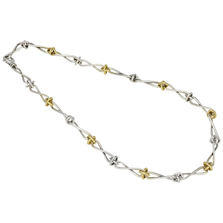Tiffany and Co. Sterling Silver and Gold Knot Twist Necklace at 1stDibs