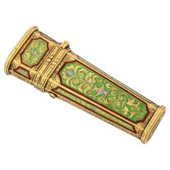 Antique Austrian Gold, Enamel, and Jewel-Set Necessaire Etui Box Case, 19th Century