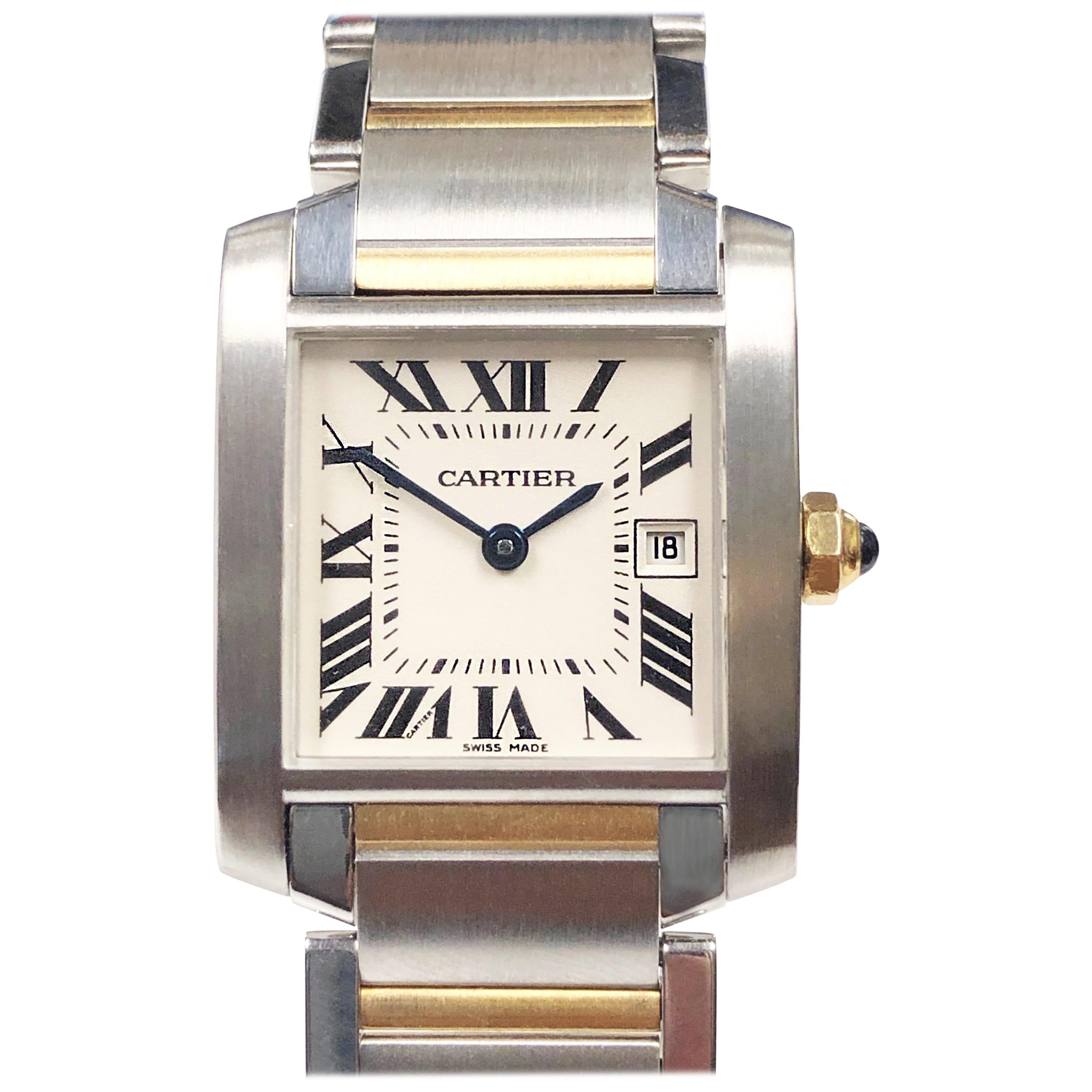 Cartier Tank Francaise Ladies Steel and Yellow Gold Quartz Wristwatch