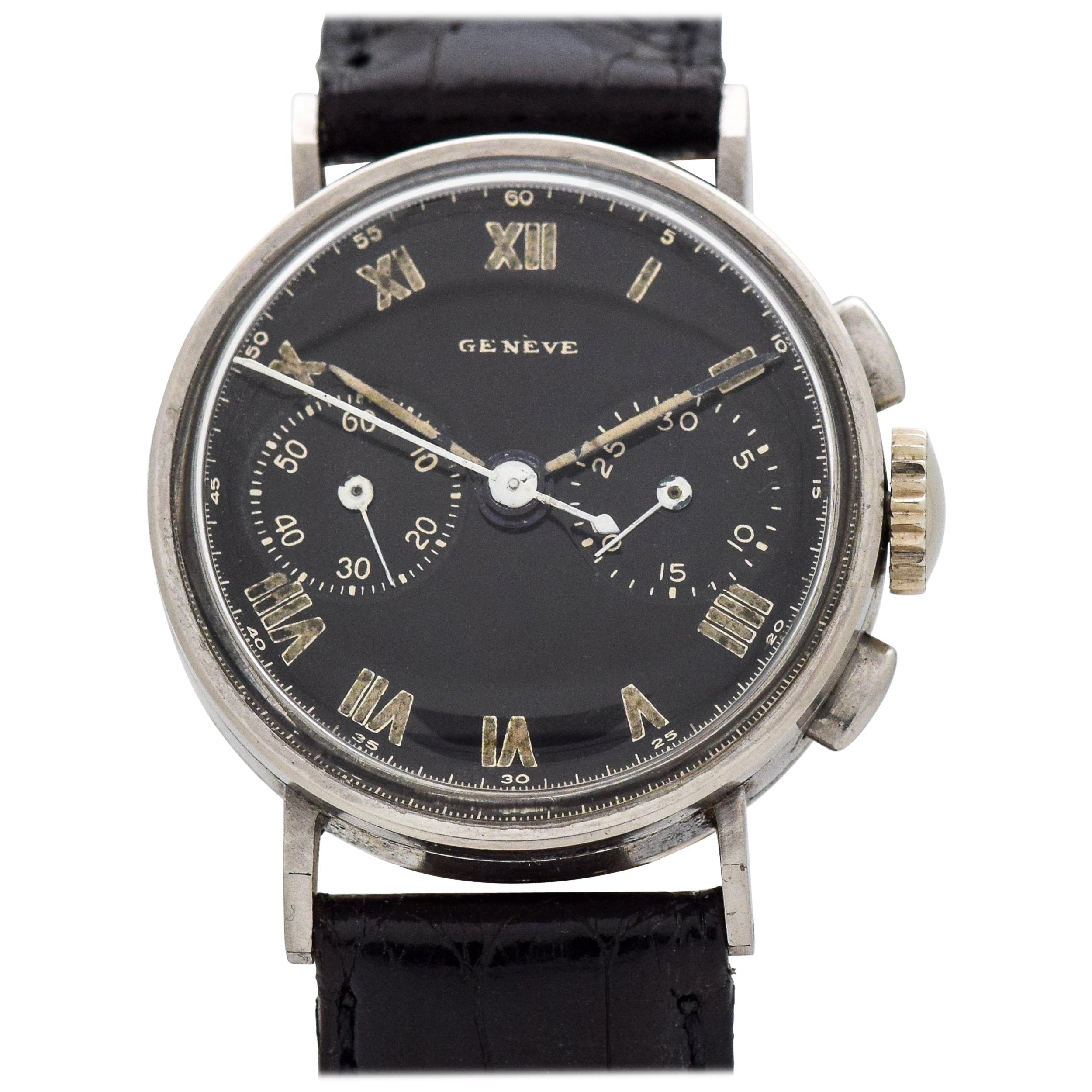 Vintage Heuer Midsize 2-Register Chronograph in Stainless Steel, 1950s For Sale