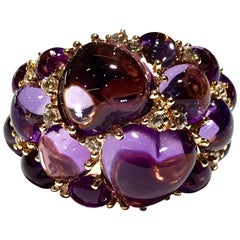 Mimi Milano Amethyst and White Sapphire 18 Karat Rose Gold Ring