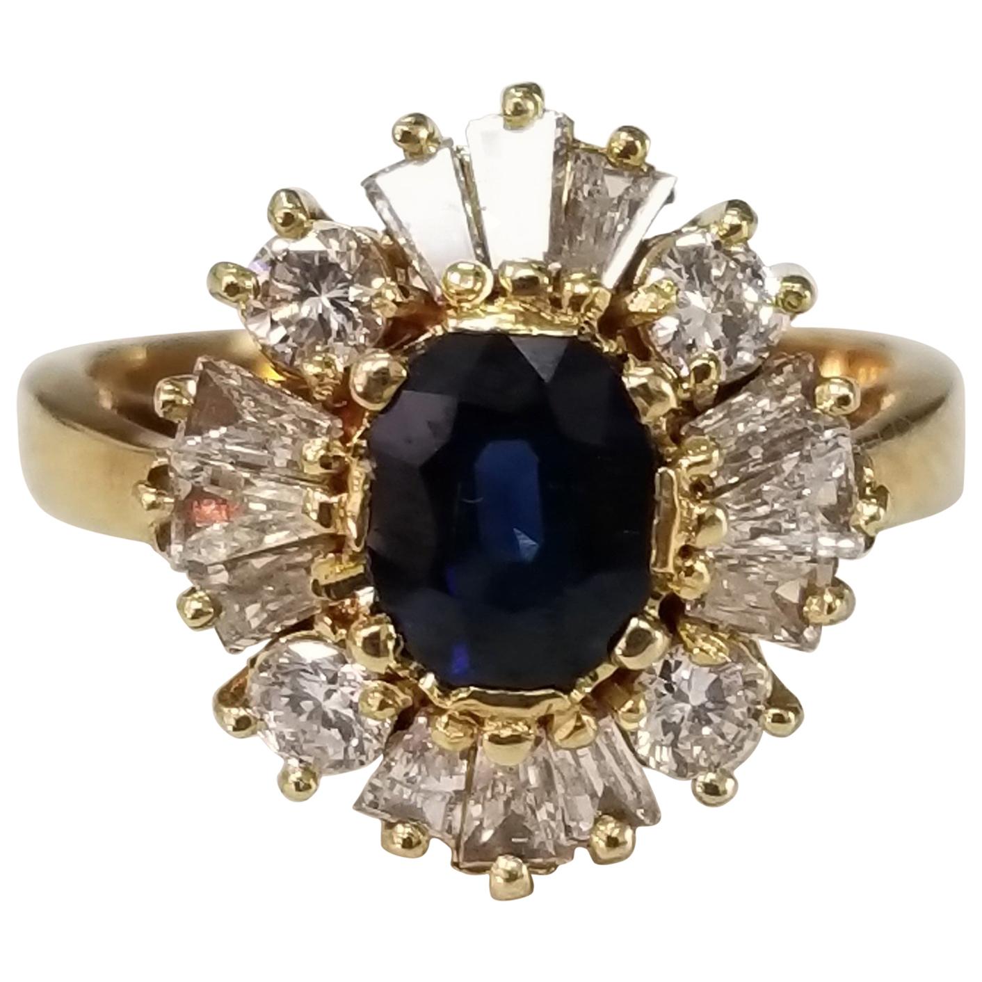 Sapphire and Diamond "Ballerina" Ring