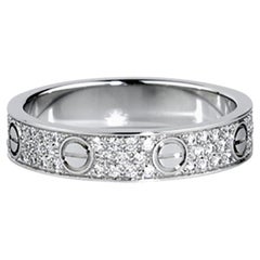 Cartier Love Wedding Band Diamond-Paved Ring, 18 Karat White Gold