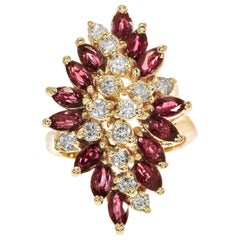 Bague cocktail en or jaune avec diamants et rubis de 2,26 carats