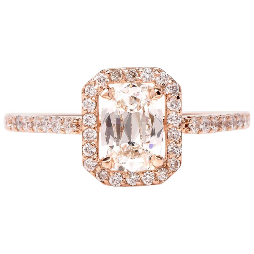 Cushion Halo GIA Diamond Rose Gold Engagement Ring