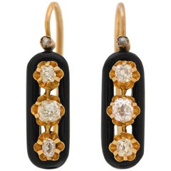 Antique Victorian Diamond and Onyx Earrings