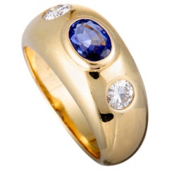 Bulgari Two-Diamond and Sapphire Yellow Gold Band Ring
