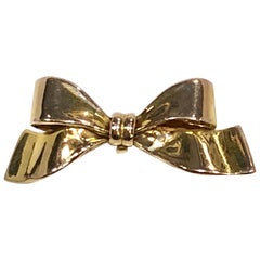 Vintage Victorian Sweetheart 9 Karat Gold Ribbon Brooch