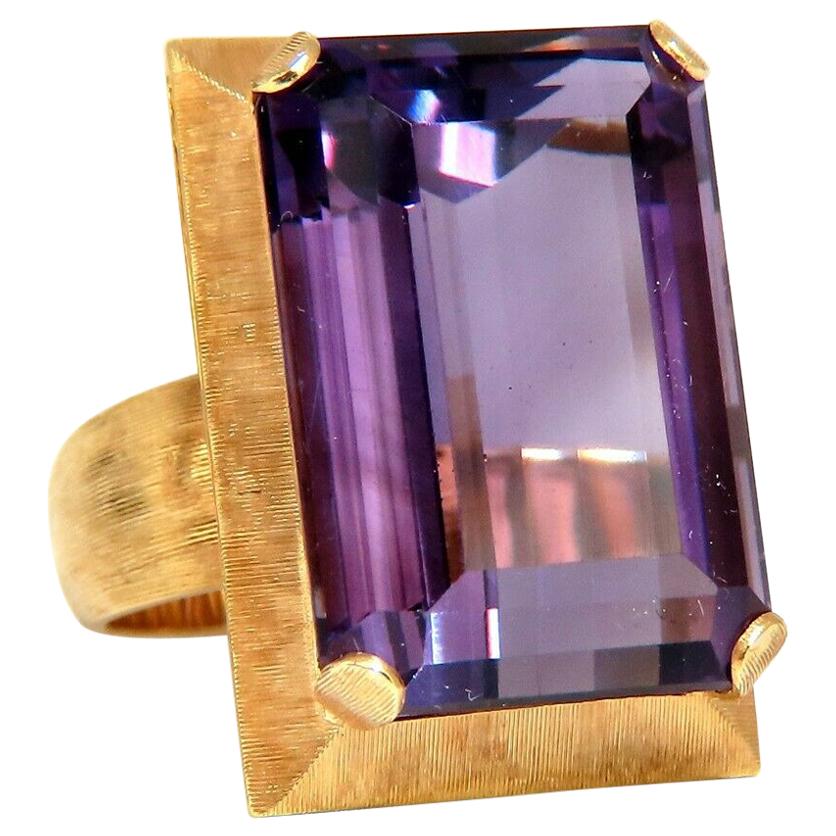 20 Carat Natural Purple Amethyst Ring 14 Karat Vintage Graver Weave