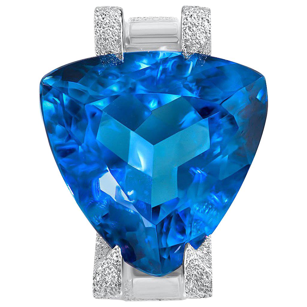 Blue Topaz Tourmaline Diamond White Gold Ring One of a Kind im Angebot