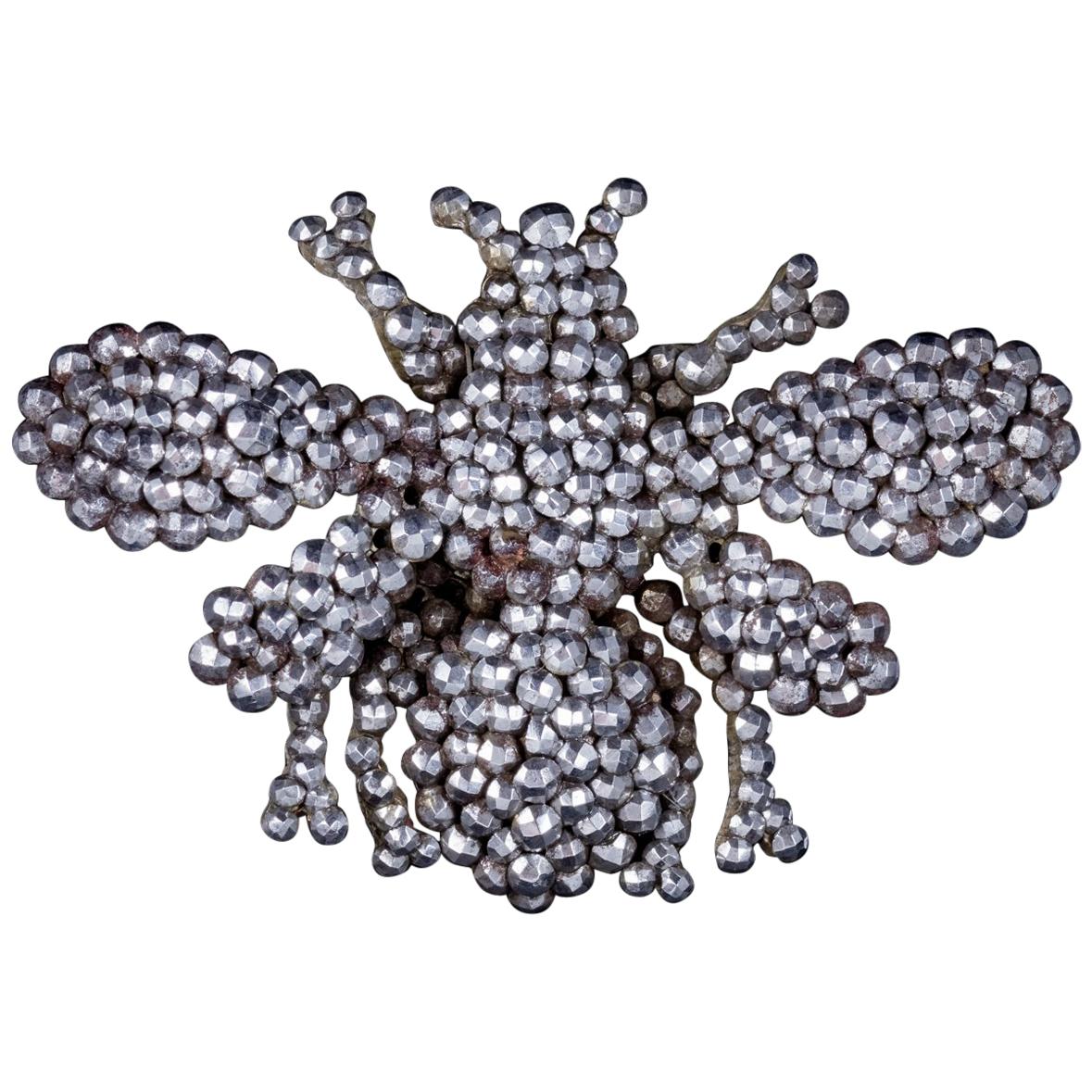 Antique Georgian Cut Steel Bee Brooch, circa 1790 For Sale