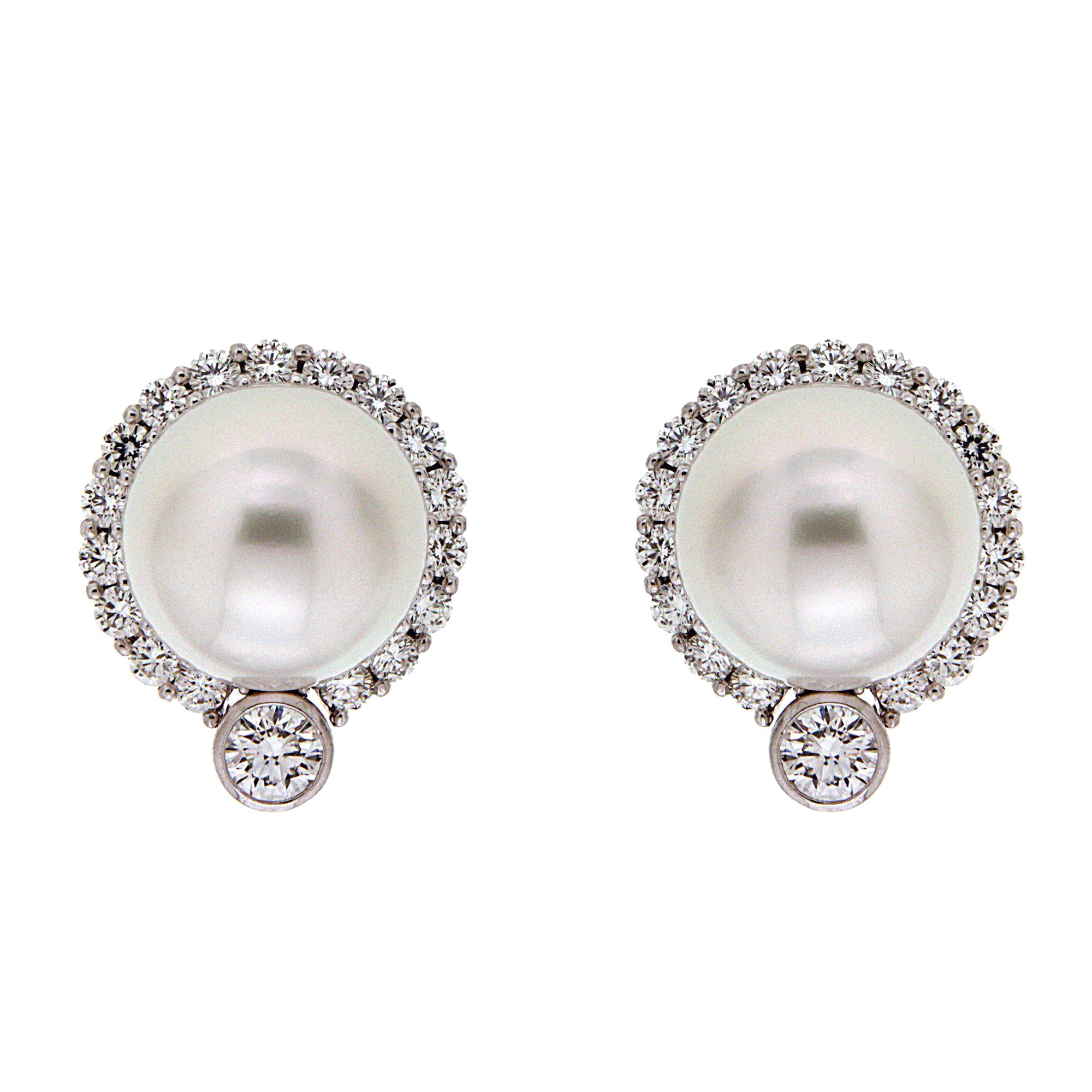 Valentin Magro South Sea Pearl Diamond Platinum Earrings