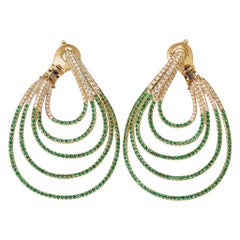 Aenea Jewellery Boucles d'oreilles en or jaune 18 carats, diamants blancs et émeraudes