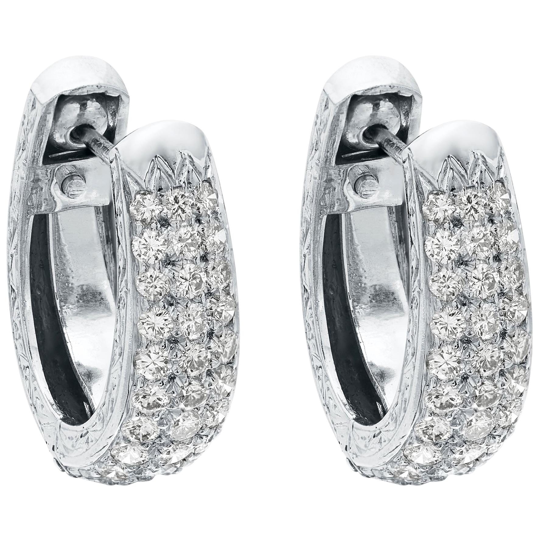 Platinum Diamond Hoop Earrings with Pin & clip on fittings