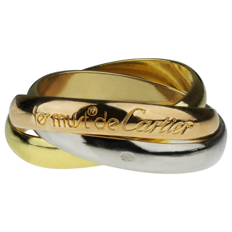 Cartier Bague de mariage/engagement Trinity en or blanc, jaune et rose 18  carats - En vente sur 1stDibs