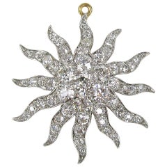 Platinum 8.68 Carat Old European Cut Diamonds Convertible Pendant / Brooch