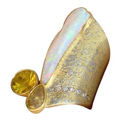 Michael Zobel, polipo opalescente con diamante, oro e platino, anello di cimelio