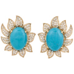 Orecchini Estate in oro 18 carati con turchese e diamante