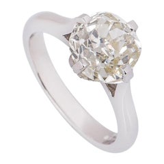 GIA Certified Platinum Old Mine Brilliant Cut Diamond Engagement Ring 2.71 Carat