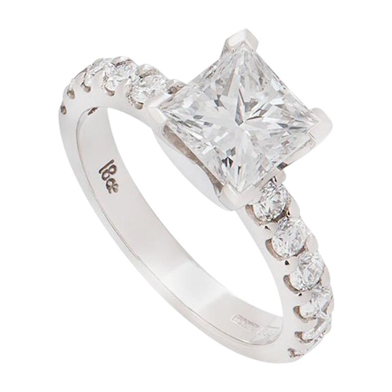 GIA Certified Princess Cut Diamond Engagement Ring 2.01 Carat