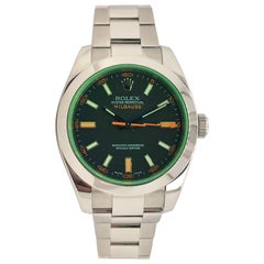 Rolex Milguass Stainless Steel with Black Dial and Green Crystal, circa 2007