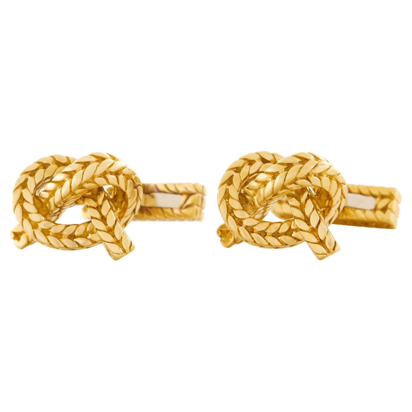 Hermes Knot Motif Gold Cufflinks