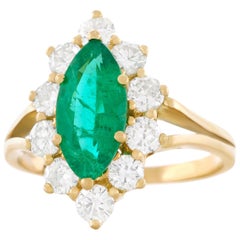 Vintage Carl Bucherer Emerald and Diamond Ring