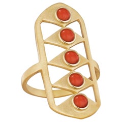 Doryn Wallach Gladiator Vintage Coral and Gold Ring