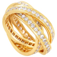 Cartier Trinity Yellow Gold Full Pave Three-Band Ring