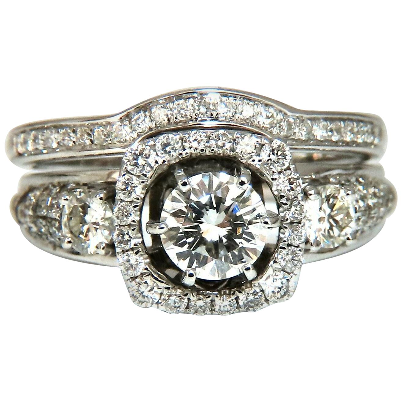 GIA Certified .74 Carat Round Cut Diamond and 1.00 Carat Ring 14 Karat and Band For Sale